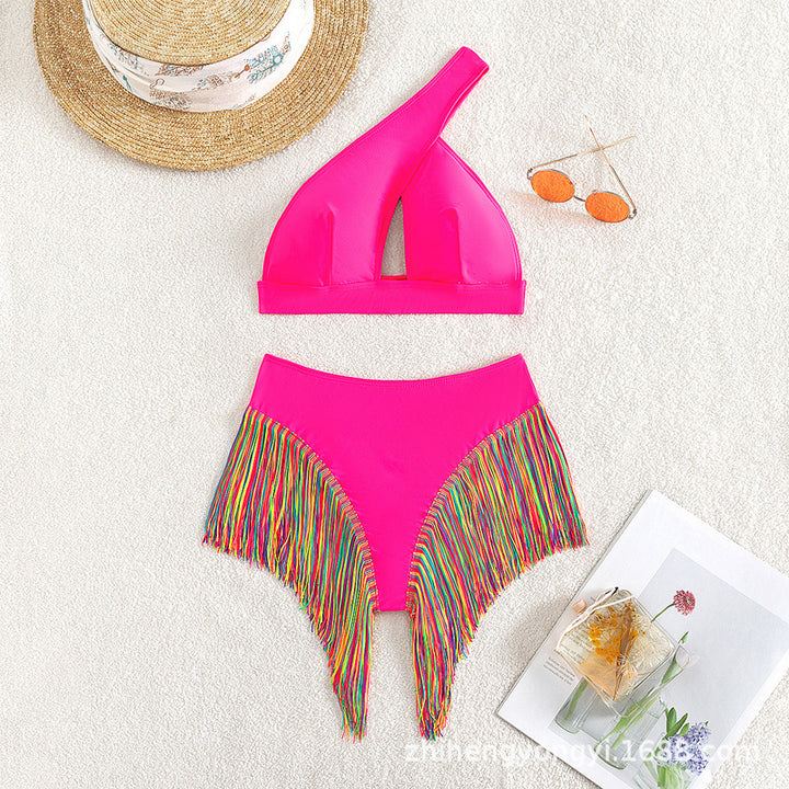 Dame En-sidet Bikini med frynset kant Skovae