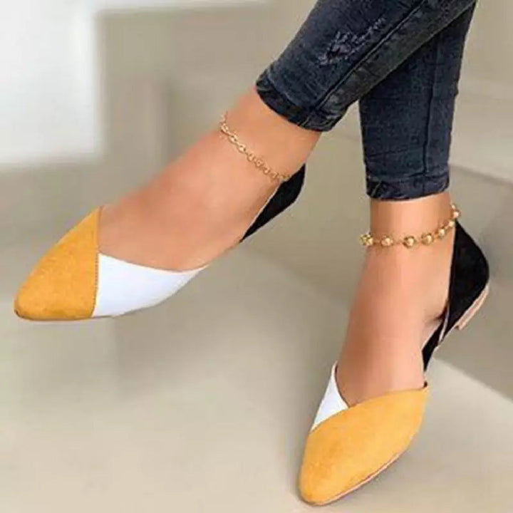 Dame Ballerinas med moderigtige farveblok-design og spids tåområde Stilla