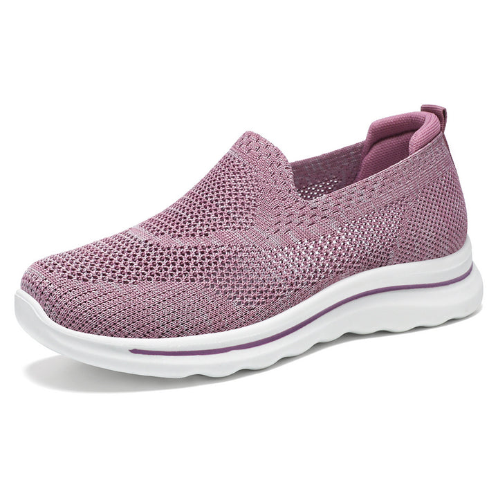 Dame Slip-On Strik Walking Sneakers med luftig Mesh-konstruktion Stilla