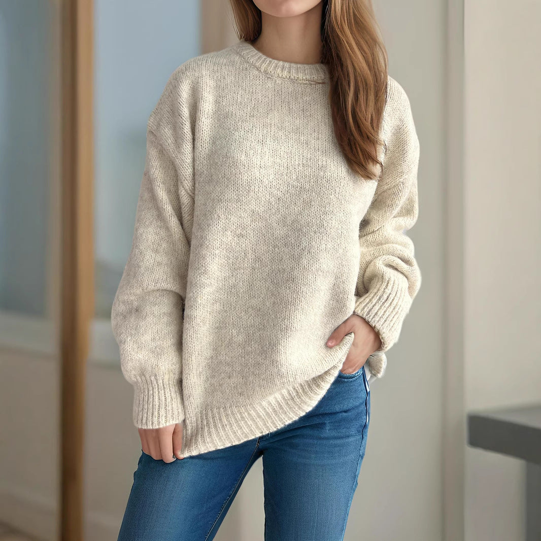 Kvinders chunky strikket sweater med generøse ærmer og moderne snit Stilla