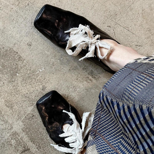 Femme Kvadratåede Snørebånd Læder Sneakers Stilla