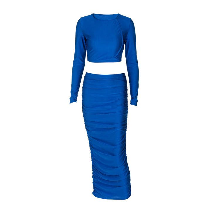 Dame Elegant omslag kjole med rynkeeffekt og figurskabende snit Stilla