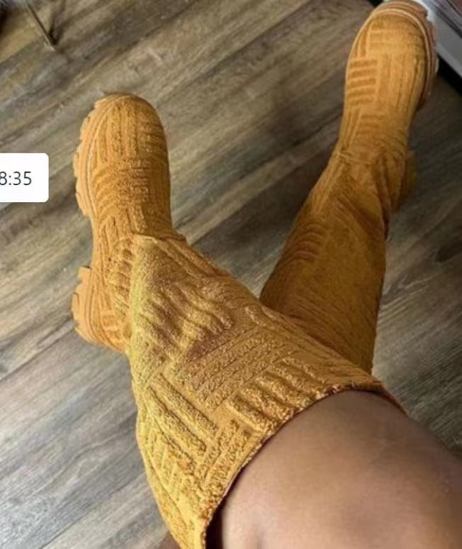 Dame Høje Støvler med skridsikker Såle og moderne Tekstil-Mønster Stilla