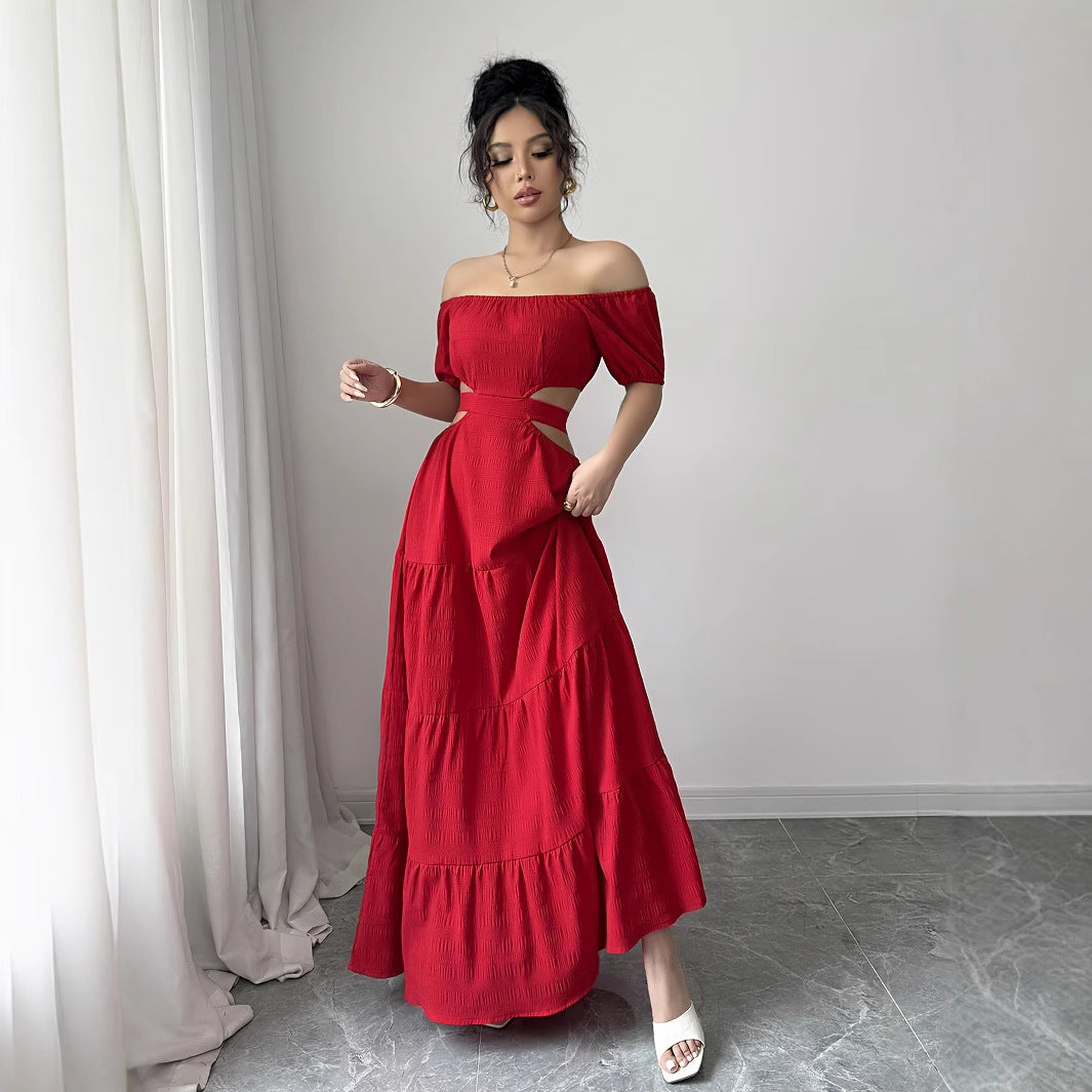 Dame Off-Shoulder Maxikjole med Cut-Outs og voluminøse ærmer Stilla