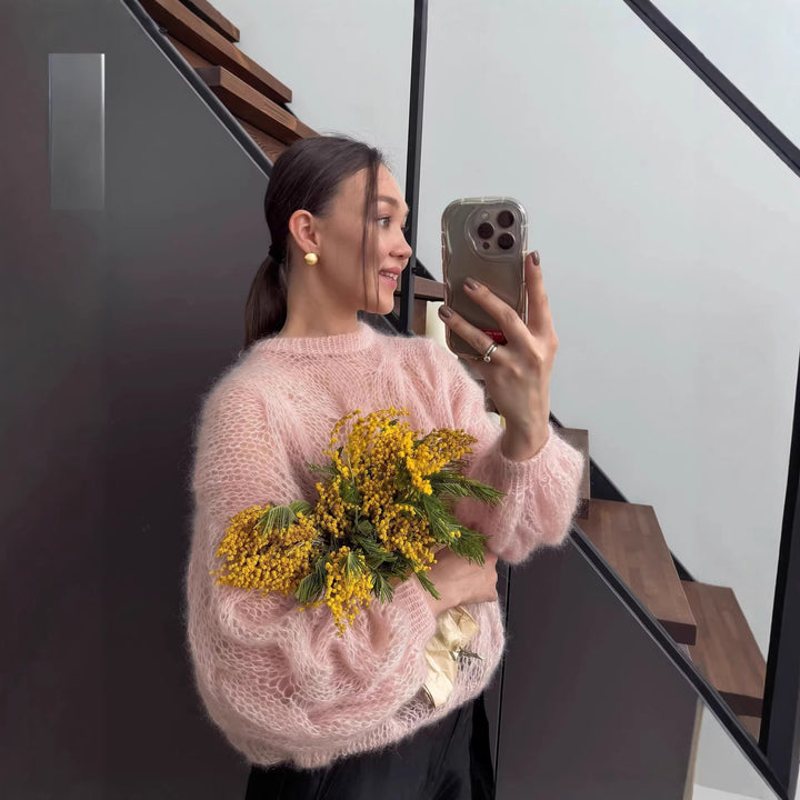 Dameblød Mohair Sweater med Voluminøse Ærmer Stilla