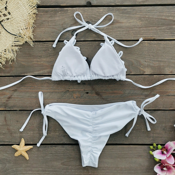 Dame Bikini-sæt med dekorative blomsterapplikationer og justerbare stropper Stilla
