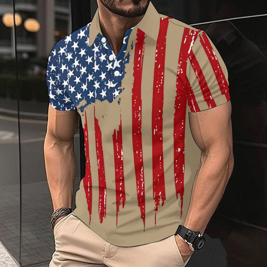 Herrer Polo-Shirt i moderne flagstil Stilla
