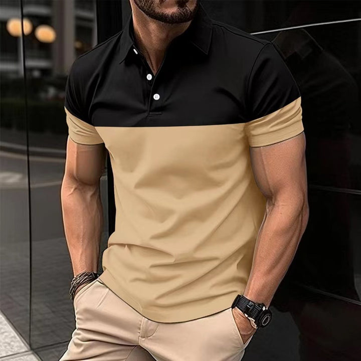 Herrer Polo-Skjorte med moderne farveblokdesign Stilla