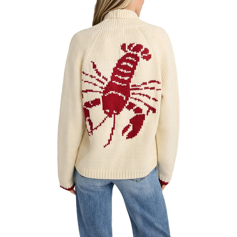 Dame strikpullover med livligt krabbe-design Stilla