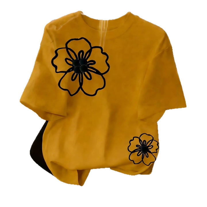 Dame T-shirt med blomstret design og løs pasform Skovae