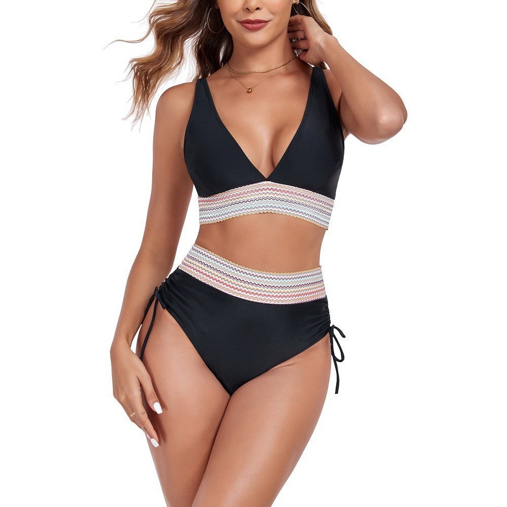 Dame Højt skåret Bikini-sæt med fashionable bindebånd og elegance snit Stilla