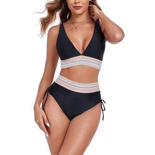 Dame Højt skåret Bikini-sæt med fashionable bindebånd og elegance snit Stilla