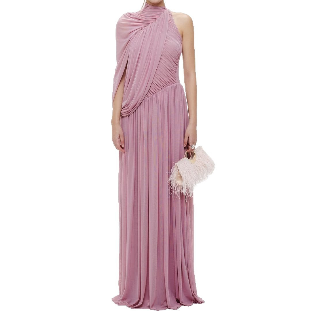Dame Elegant wrap dress with asymmetric design and flowing drape Skovae