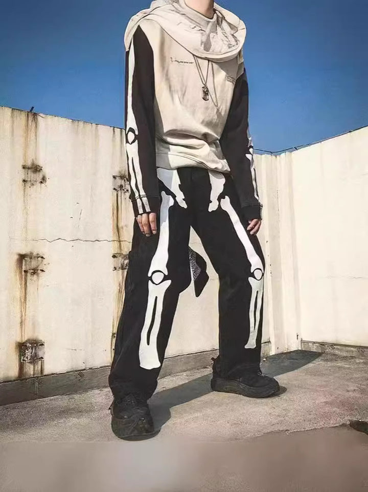 Herren Baggy-Jeans med skulpturelt skeletdesign Stilla