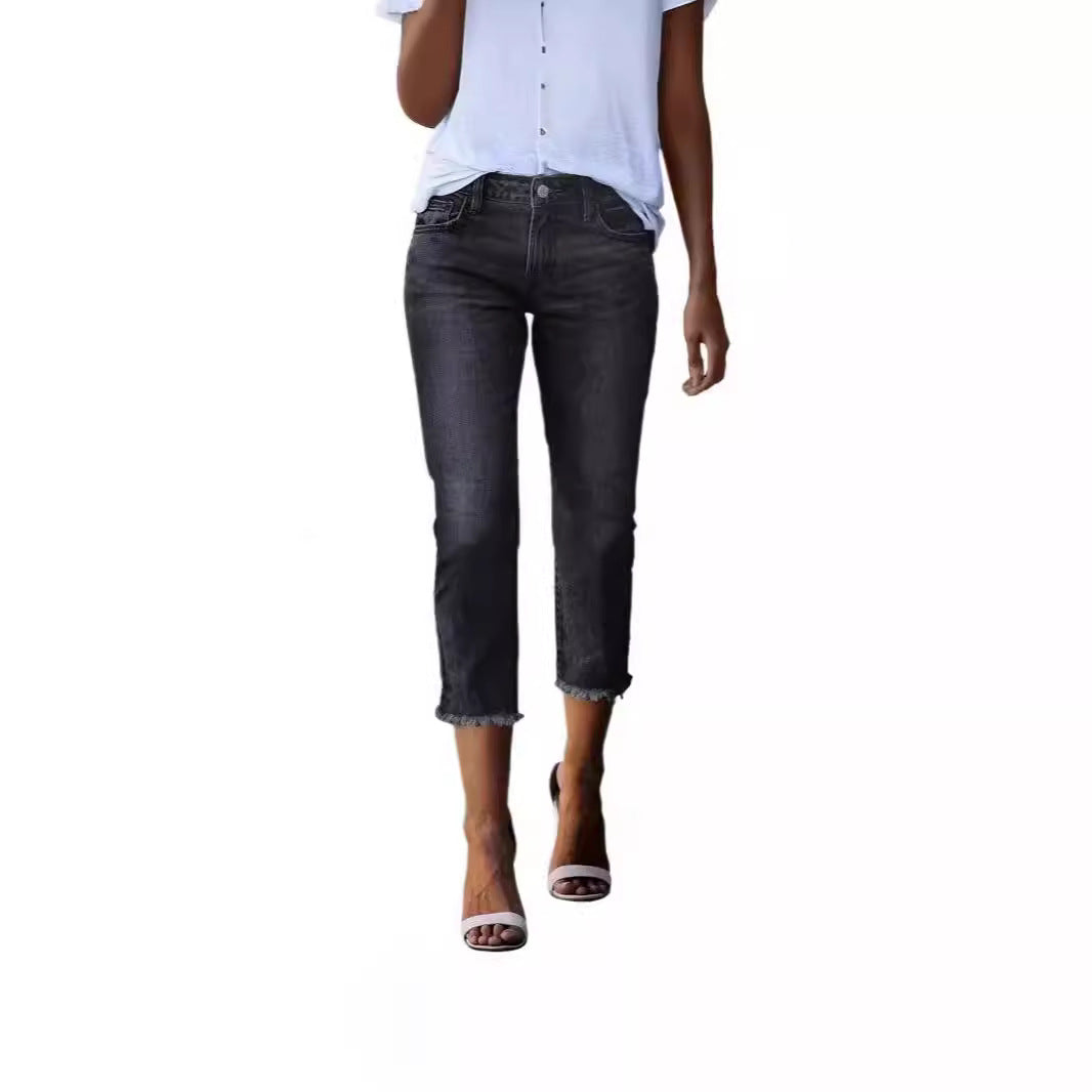 Dame tidløse jeans i moderne snit med cropped ben Skovae