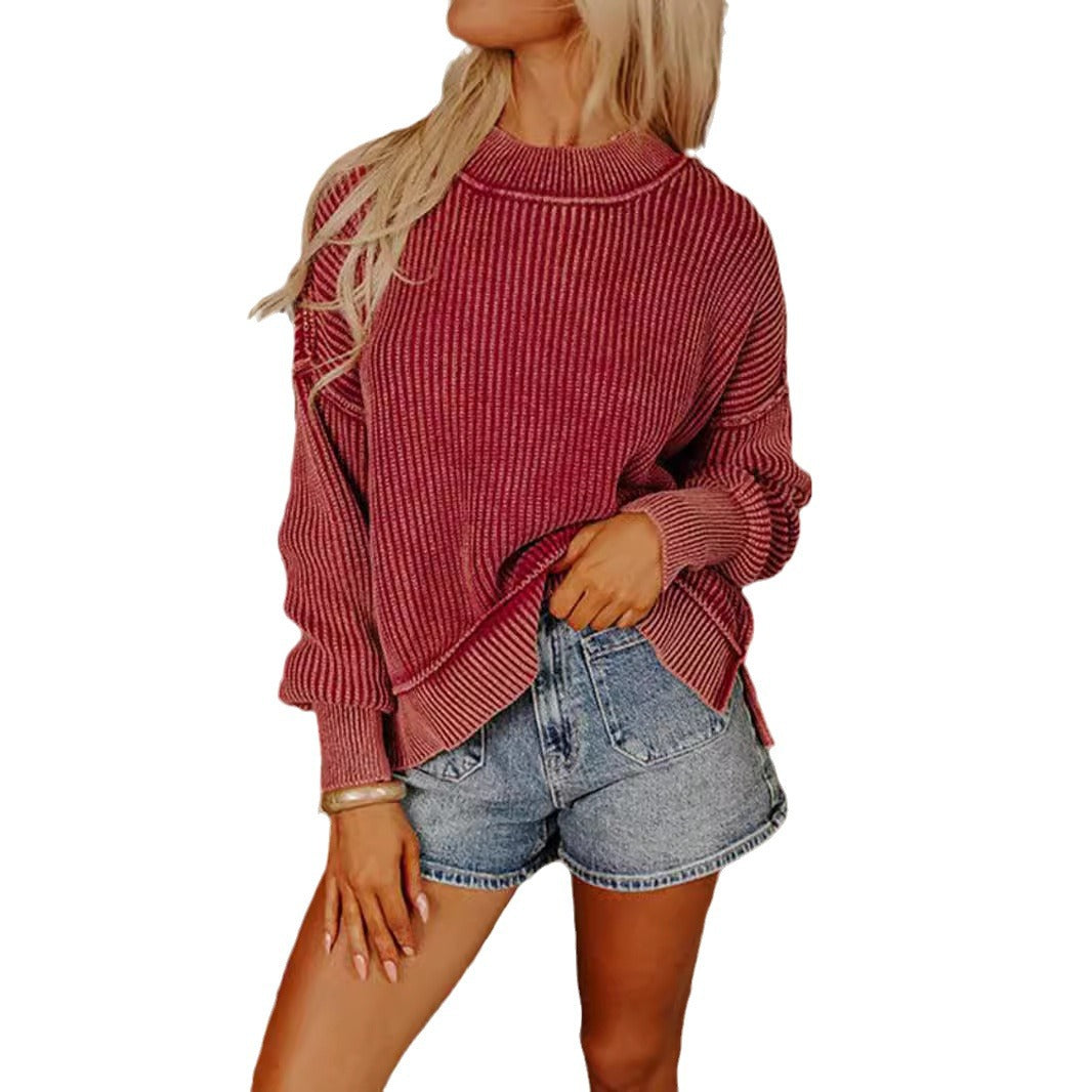Kvinders casual turtleneck sweater med fin stribet mønster og oversized pasform Stilla