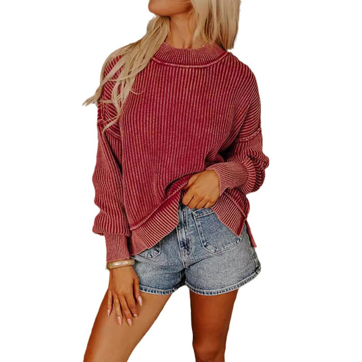 Kvinders casual turtleneck sweater med fin stribet mønster og oversized pasform Stilla