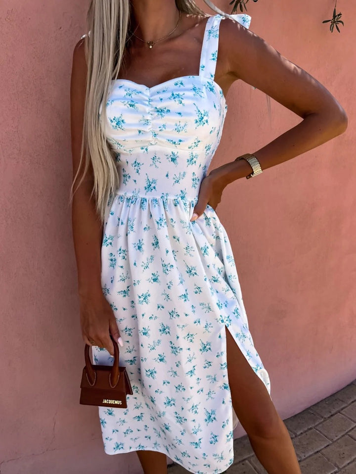 Dame blomsterprint midi kjole Stilla
