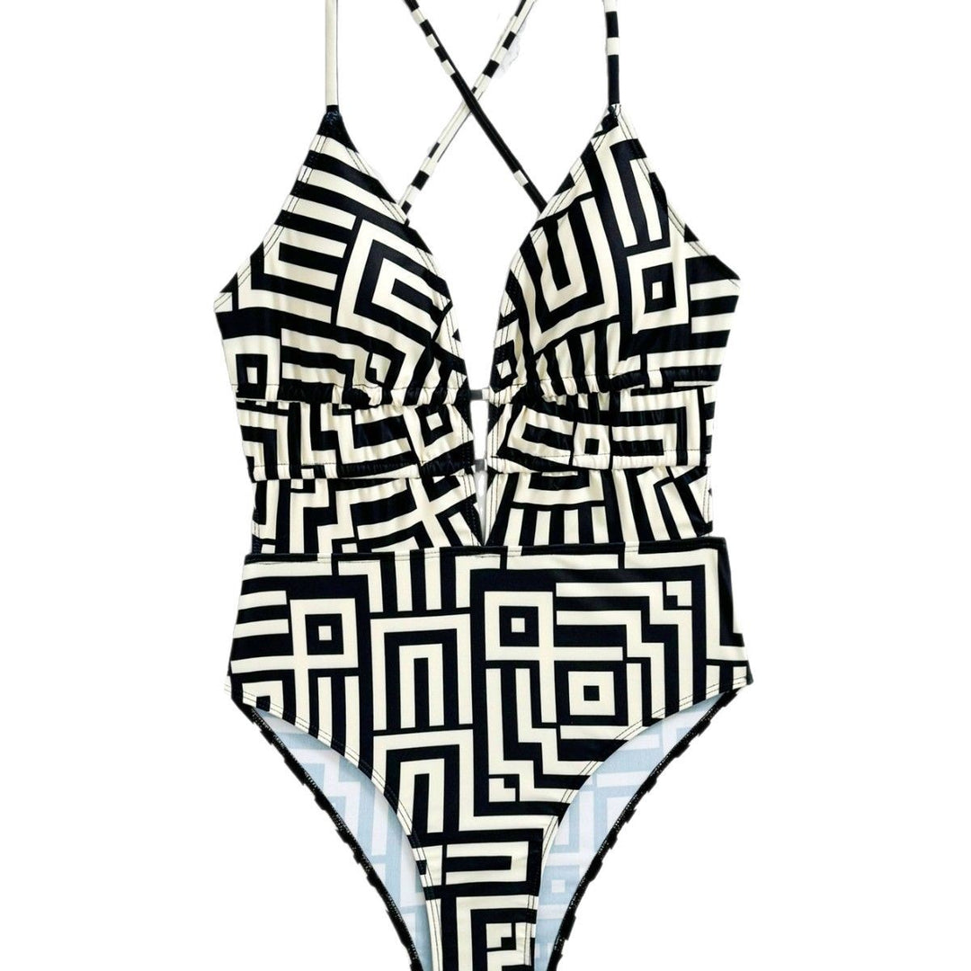 Femme Geometrisk Tryk Én-stykke Badedragt Stilla