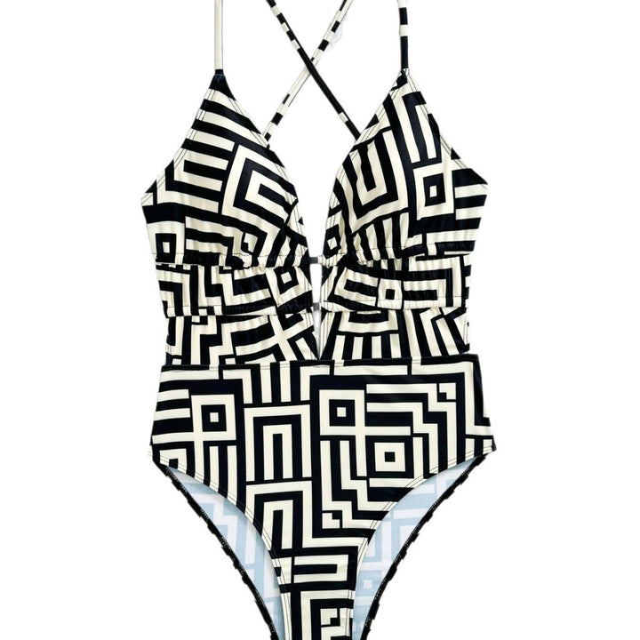 Femme Geometrisk Tryk Én-stykke Badedragt Stilla