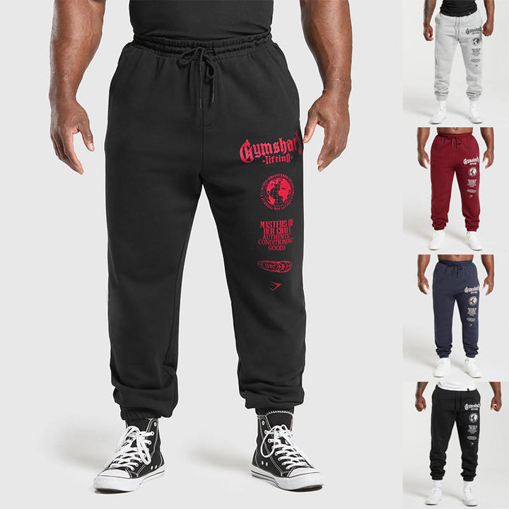 Herre nan konisk skåret bomuldsfleece-sweatpants med elastisk snoretræk ribbede benafslutninger og stort logotryk Skovae