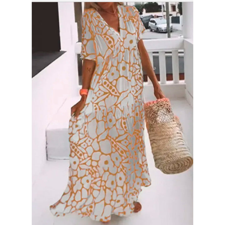 Dame Floral Print Maxi Kaftan Kjole Stilla