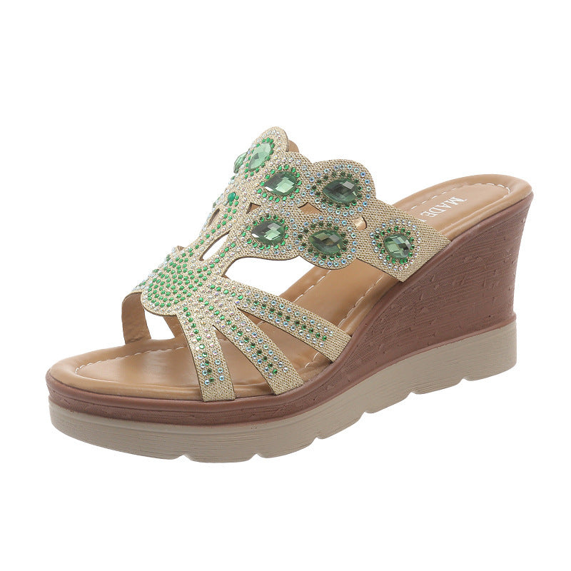 Dame Wedge-sandaletter med glamorøst strassdesign Stilla