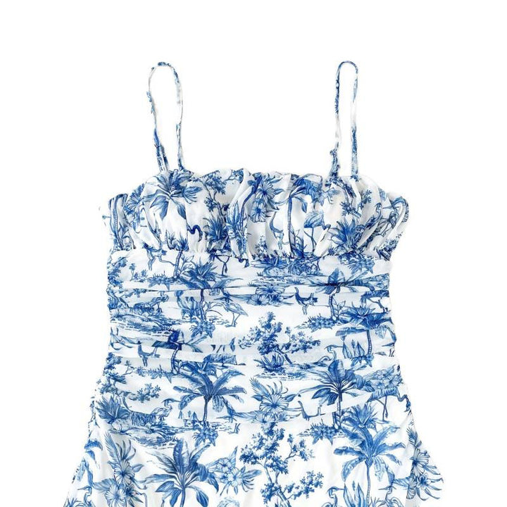 Damer sommerligt minikjole med blomsterdesign og stropdetaljer Skovae
