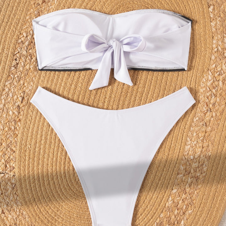 Dame bandeau-bikini med kreativt print Skovae