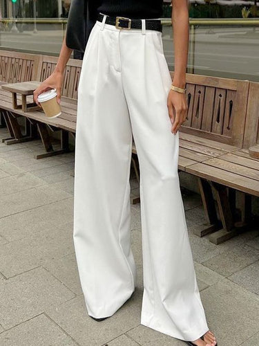 Dame Bredskåret Chino-bukser med høj talje og elegante plisseringer Stilla