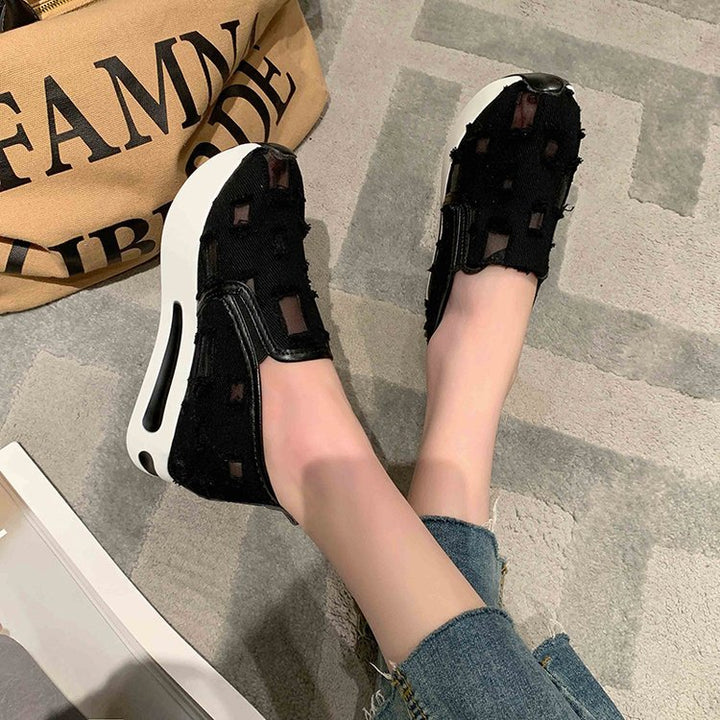 Dame Åndbare Slip-On Sneakers med stilfuld Uddragningsdesign Stilla