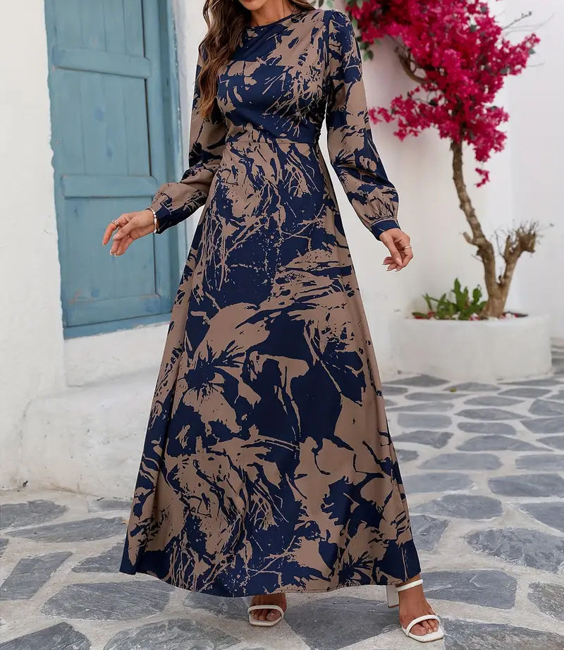 Dame Maxi Kjole med moderne floral design Stilla