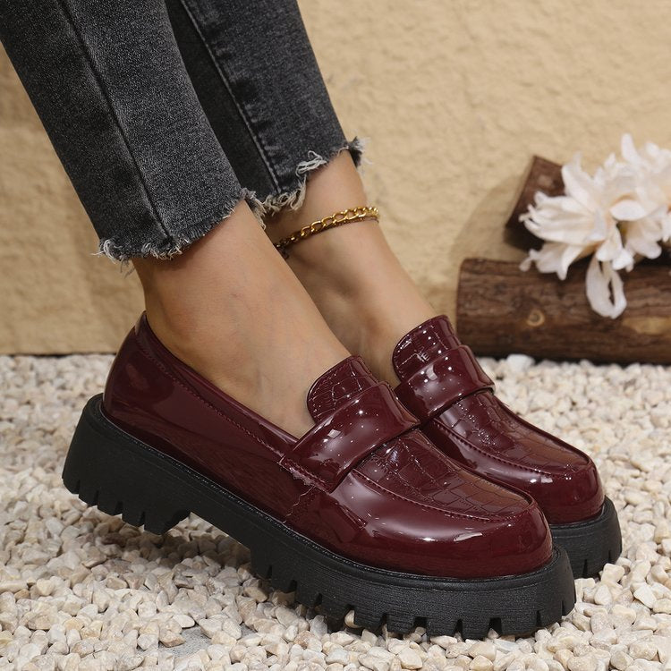 Dame Chunky Loafers med glat overflade og skridsikker sål Stilla