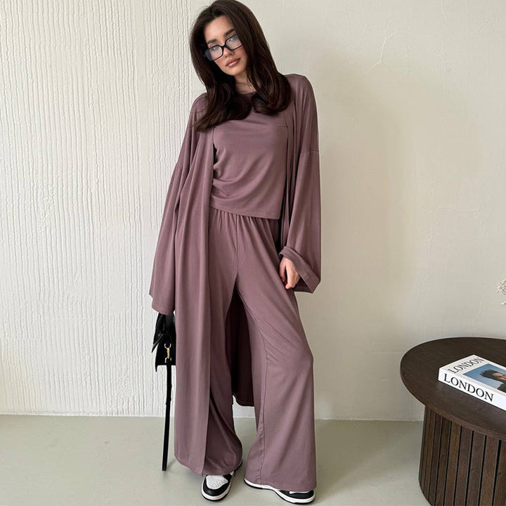 Dame Lounge-sæt med let oversized bluse og bredt bukseben Stilla