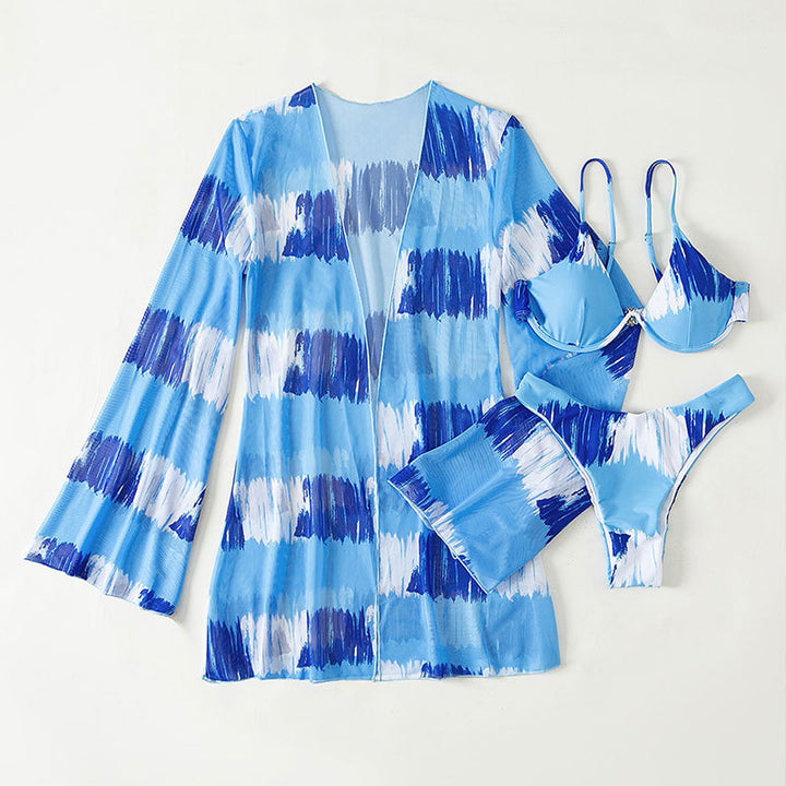 Dame Bikinisæt med gennemsigtig Kimono og moderne design Skovae