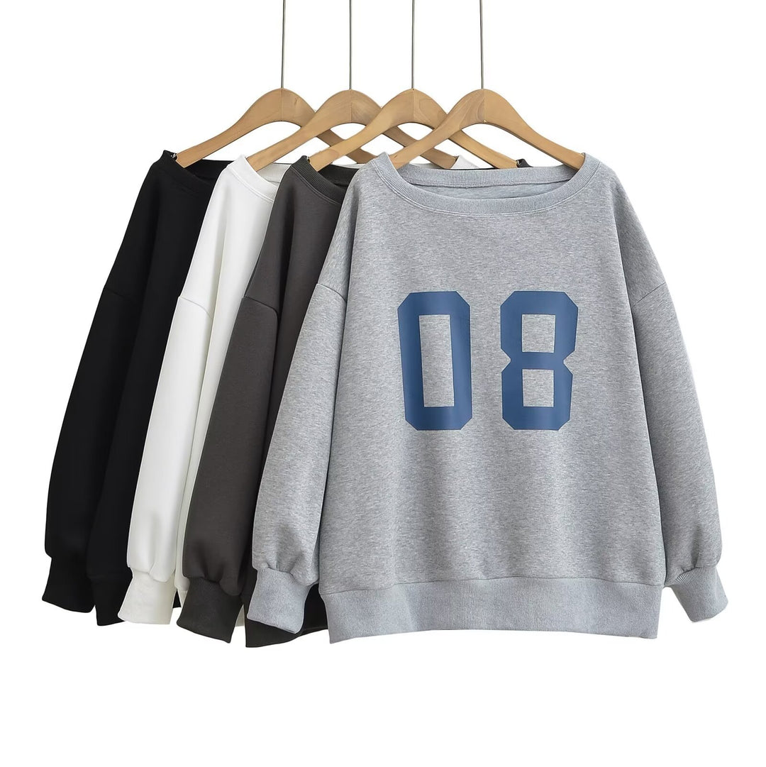 Dame Oversized Sweatshirt med sporty print og afslappet snit Stilla