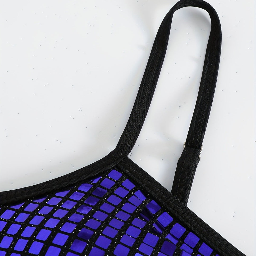 Dame Crop-Bikini-Top med glitrende netdesign Skovae