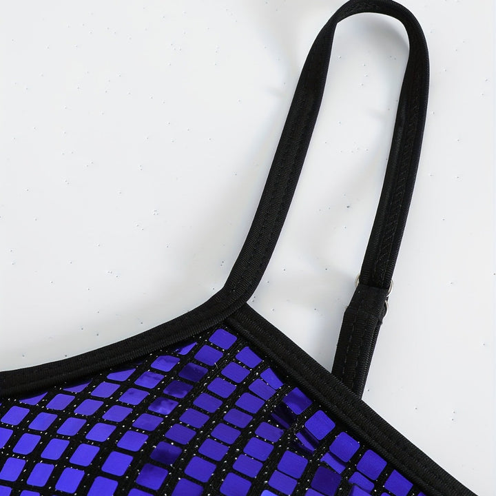 Dame Crop-Bikini-Top med glitrende netdesign Skovae