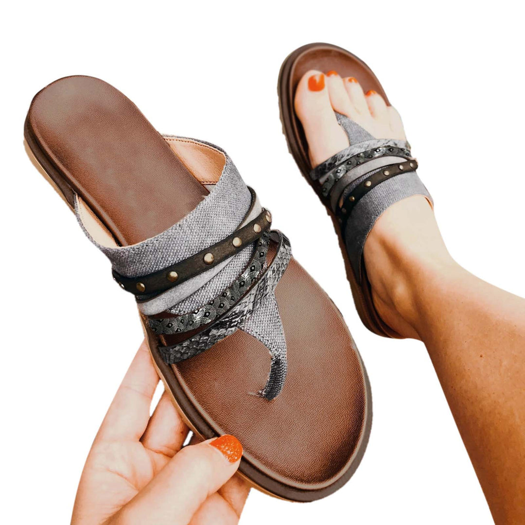 Dame Mode Tåsplit-sandaler med limede remme og skridsikker sål Stilla