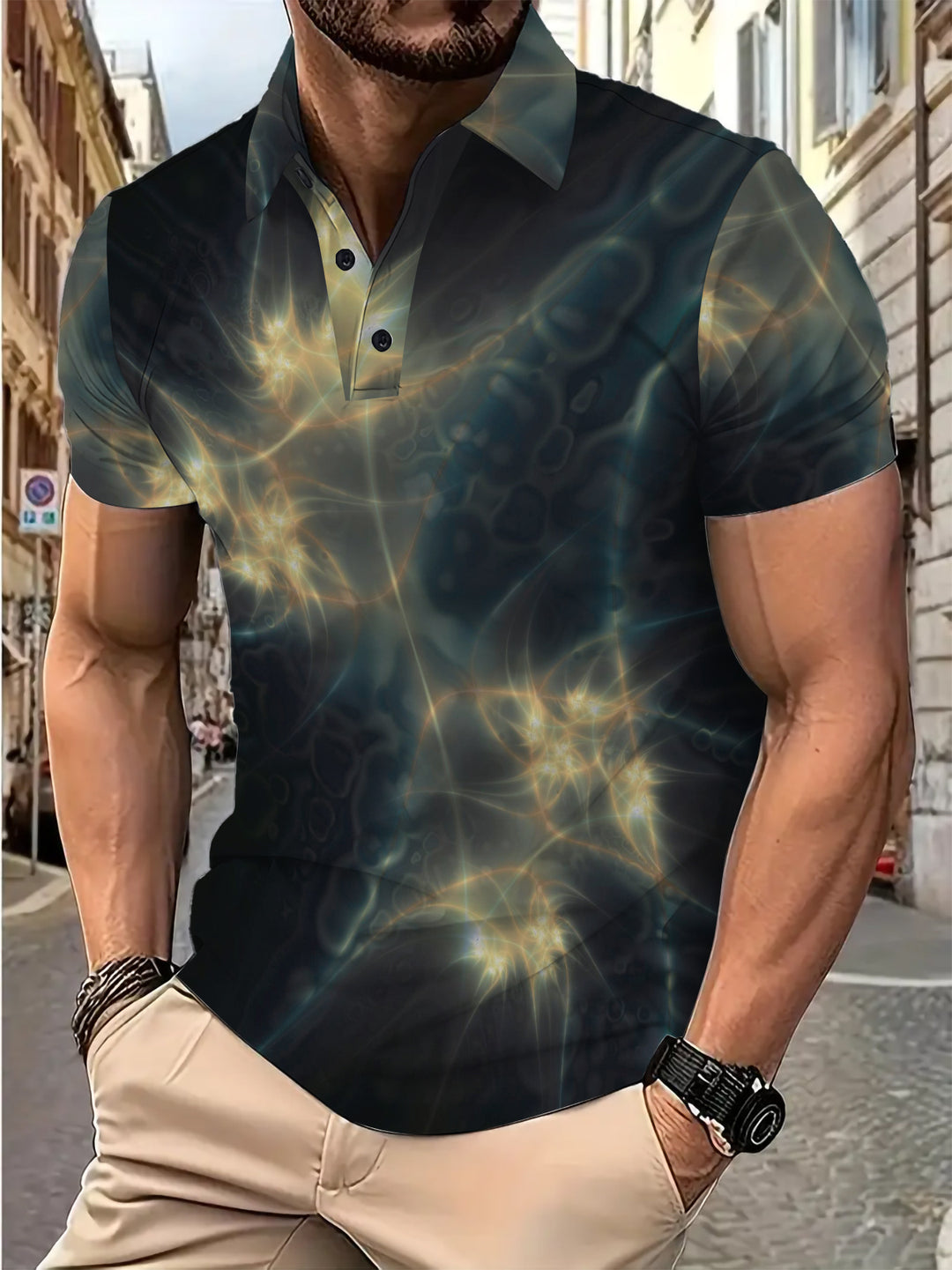 Herrer poloshirt med moderne grafikdesign og åndbare egenskaber Stilla