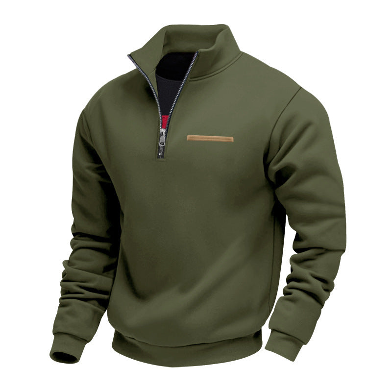 Herrer nan halv-zip sweatshirt lavet af tung fleece med ståkrave og skjult brystlomme Skovae