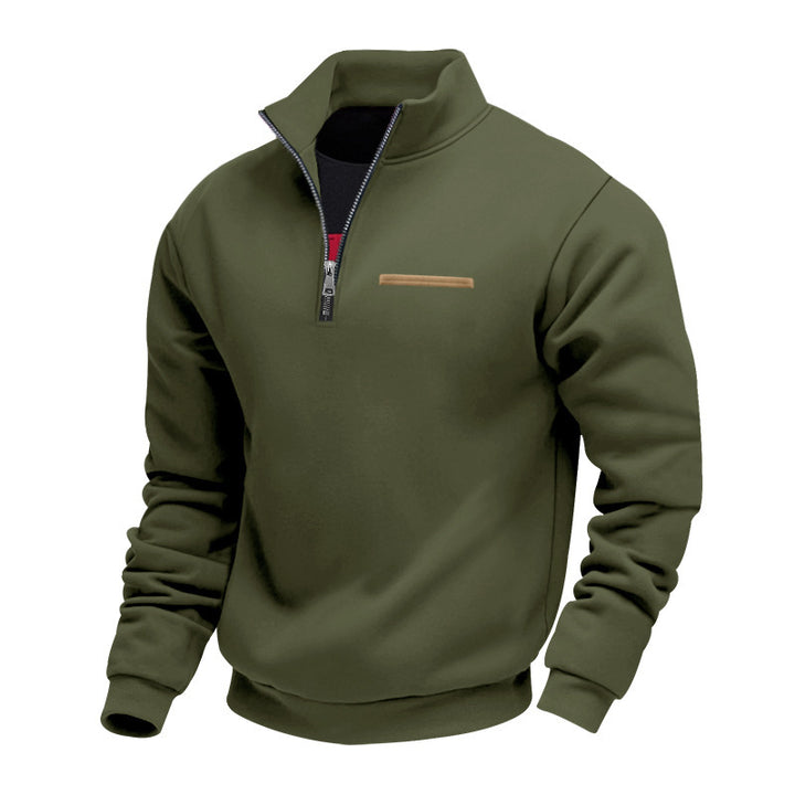 Herrer nan halv-zip sweatshirt lavet af tung fleece med ståkrave og skjult brystlomme Skovae