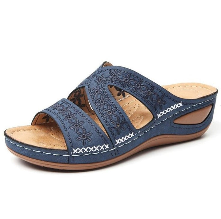 Dame Komfortable Wedge-sandaler med blomsterdetaljer og anatomisk fodseng Stilla