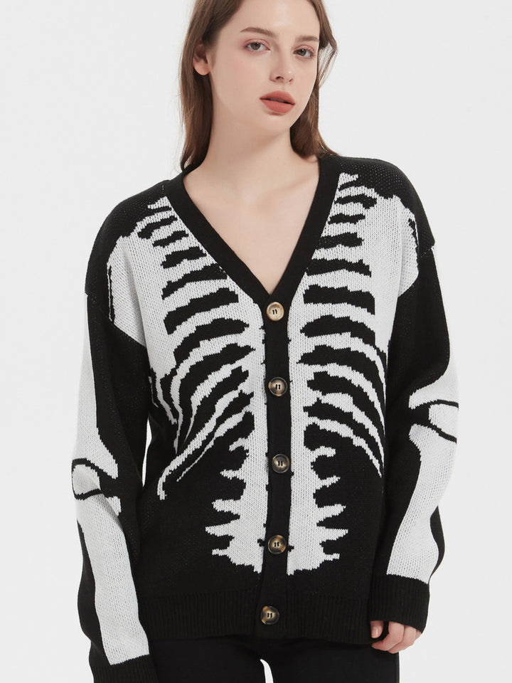 Femme Grafik Skelet Cardigan Stilla
