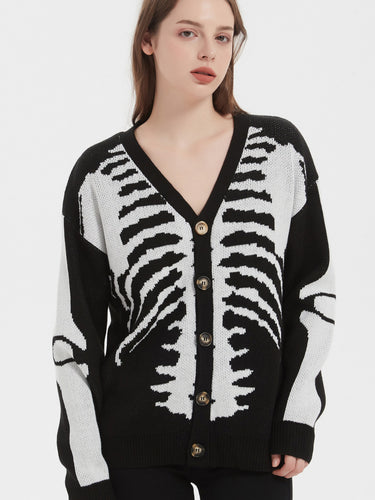 Femme Grafik Skelet Cardigan Stilla
