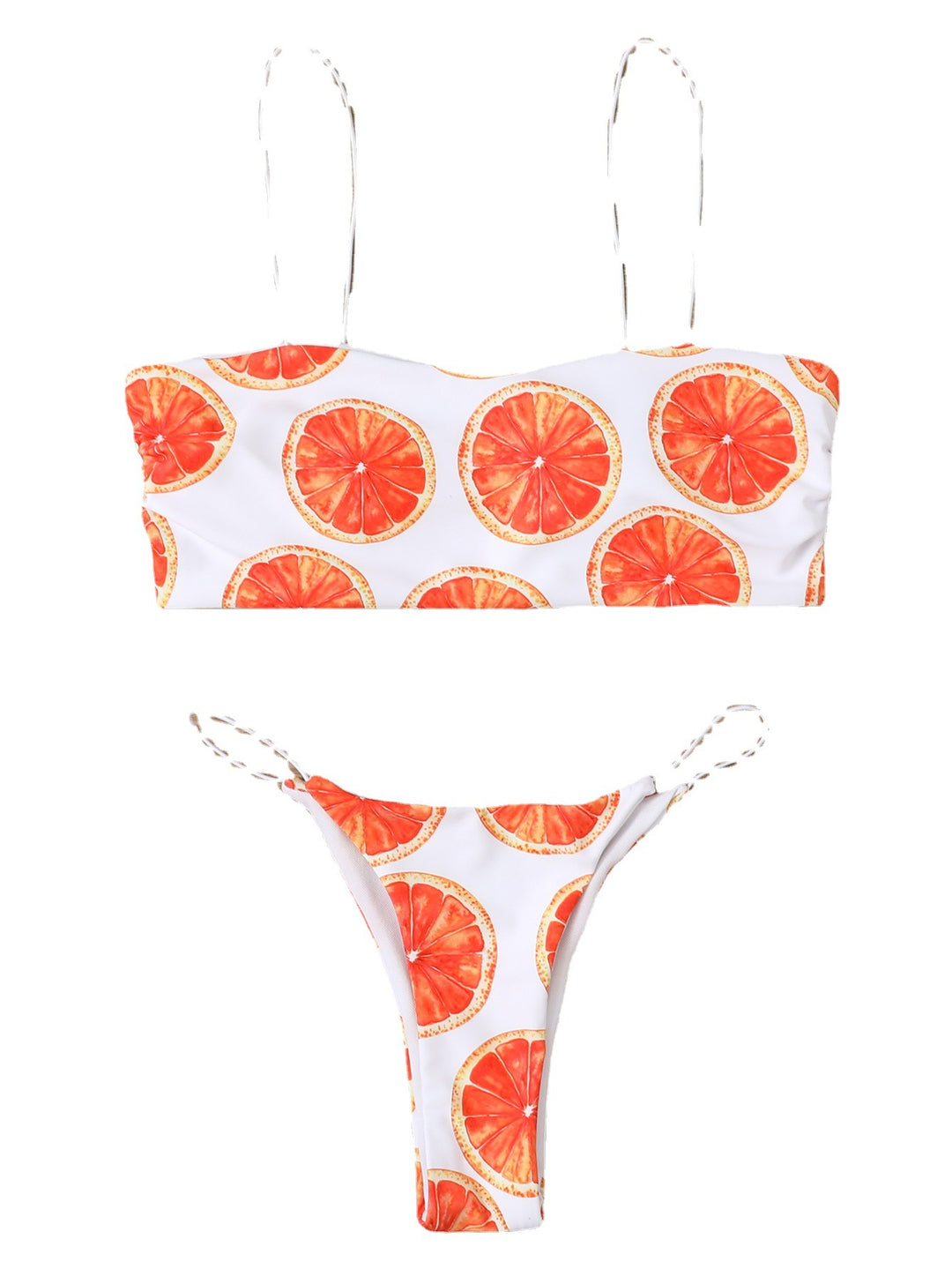 Dame Bandeau-bikini-sæt med frugttryk og justerbare stropper Stilla