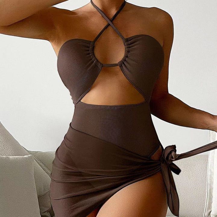 Dame Cut-Out Badedragt med Chic-Rock-design og elegant knudedetalje Skovae