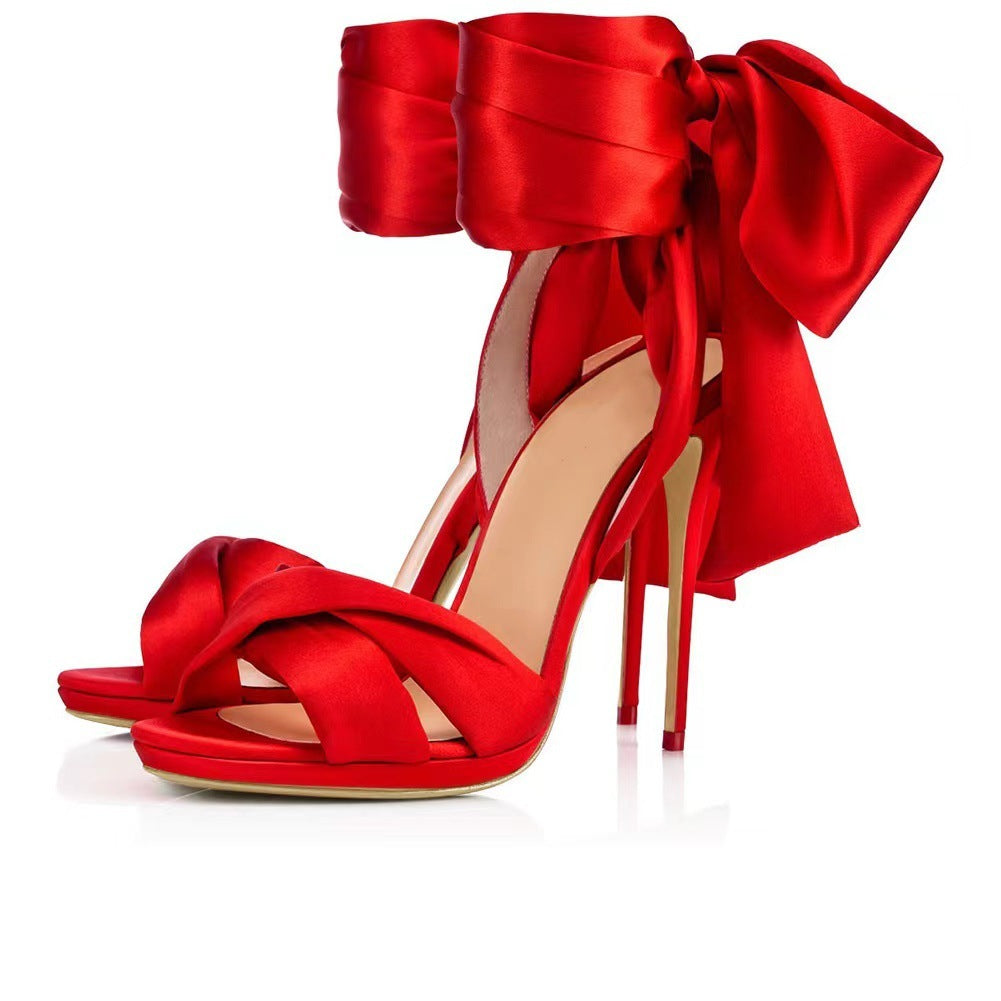 Femme Elegante Satinbånd Stiletto Sandaler Stilla