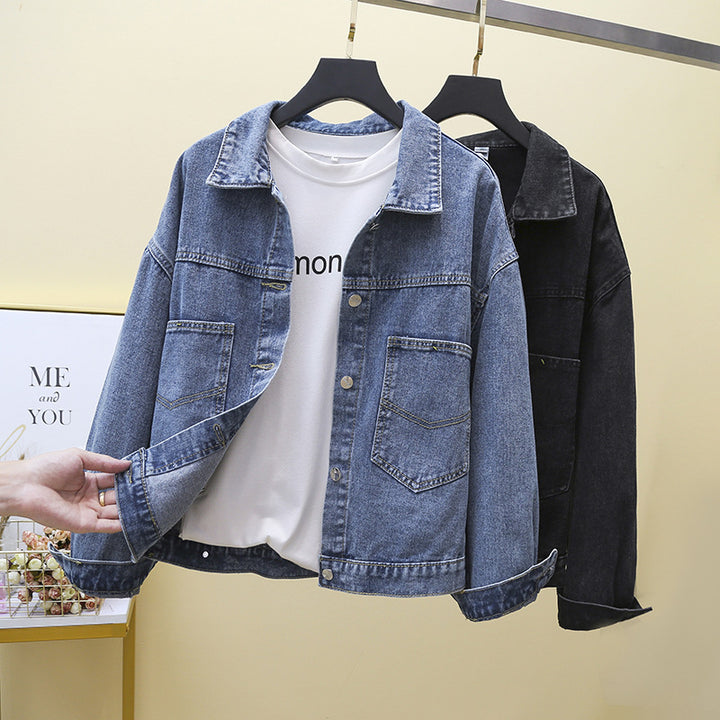 Dame denimjakke med store lommer Stilla