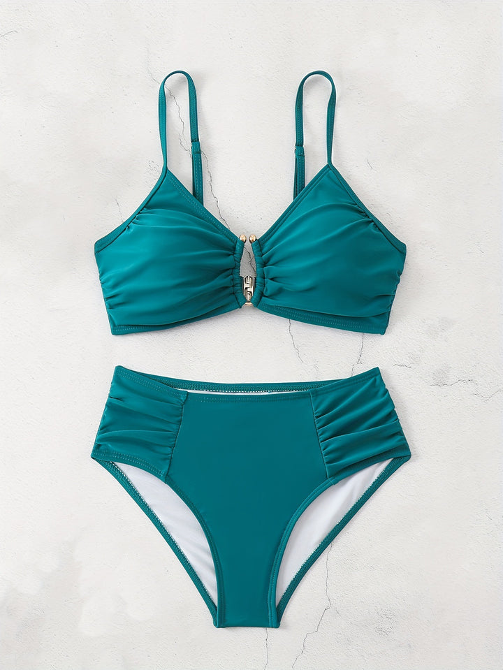 Dame Højtaljet Bikini-Sæt med raffineret Ræbdes Design Skovae
